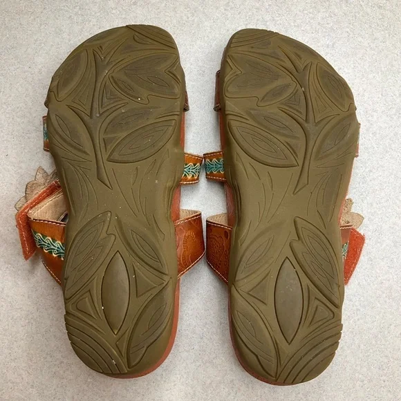 Spring Step L’Artiste Mabel Sandal 38 Camel Floral Pink Stone - Picture 9 of 11